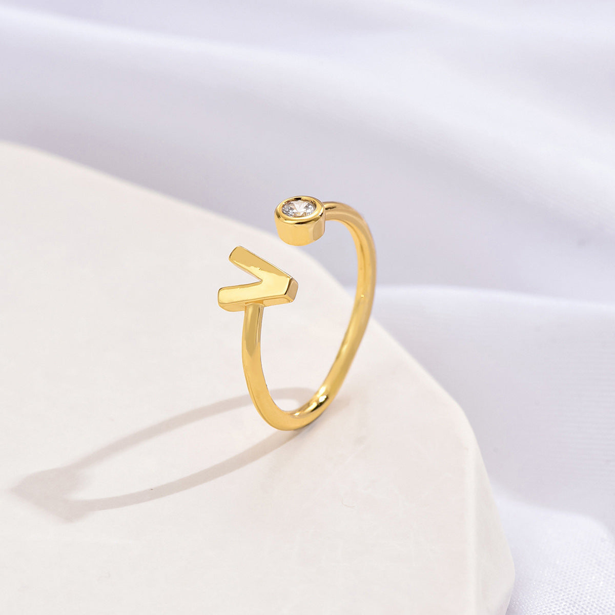 Simple Fashion Letter Zircon Ring