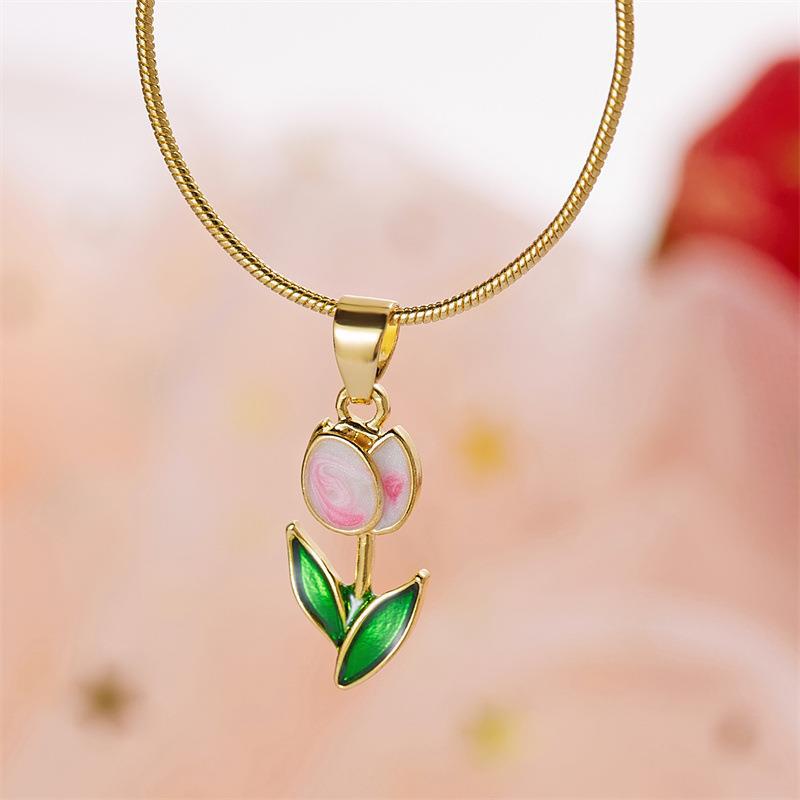 Romantic Flower Tulip Fashion Drop Oil Necklace Bracelet