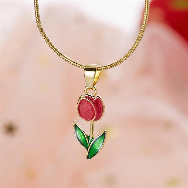 Romantic Flower Tulip Fashion Drop Oil Necklace Bracelet