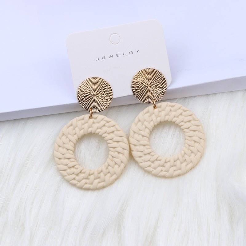 Bohemian Geometric Round Spray Paint Stud Earrings