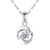 S999 Pure Silver Rose Rotating Love Pendant Necklace Japanese And Korean Simple