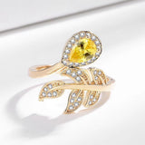 High-grade Zircon Ring Ins Fashion Shining Leaves Gang Drill