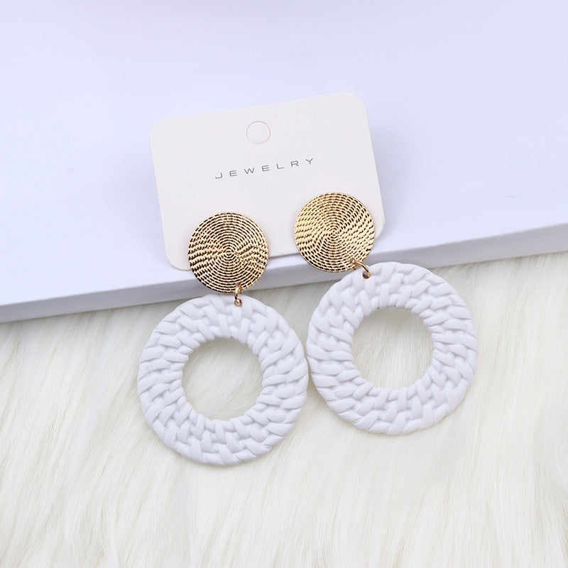 Bohemian Geometric Round Spray Paint Stud Earrings