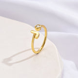 Simple Fashion Letter Zircon Ring