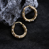 Elegant Water Drop Round Half Circle Crescent Hollow Stainless Steel Earrings