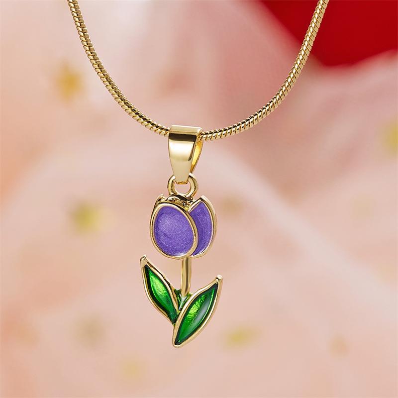 Romantic Flower Tulip Fashion Drop Oil Necklace Bracelet