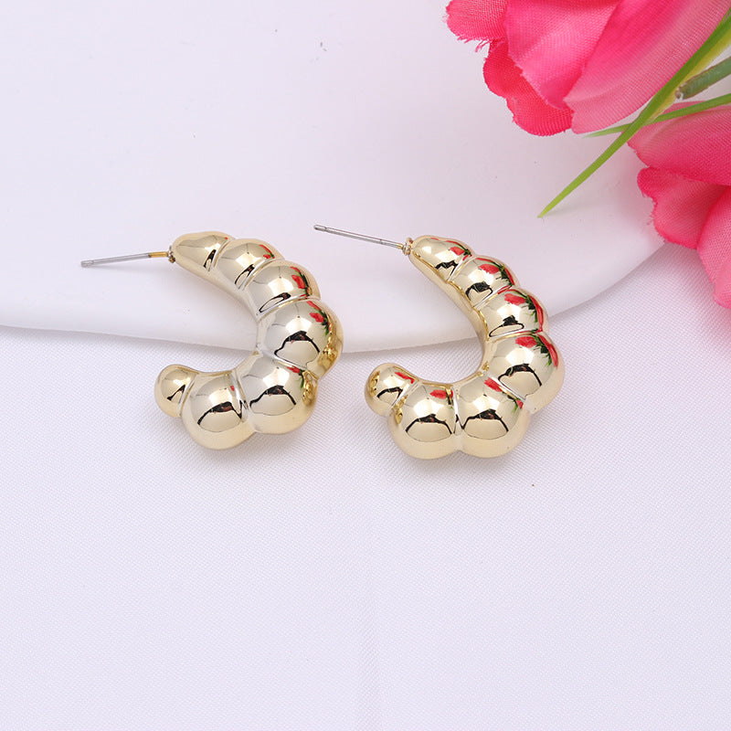 Electroplated Horn C- Ring Earrings High-grade Simple Acrylic