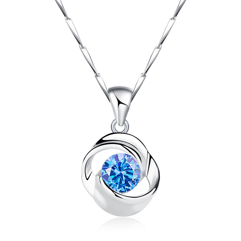 S999 Pure Silver Rose Rotating Love Pendant Necklace Japanese And Korean Simple