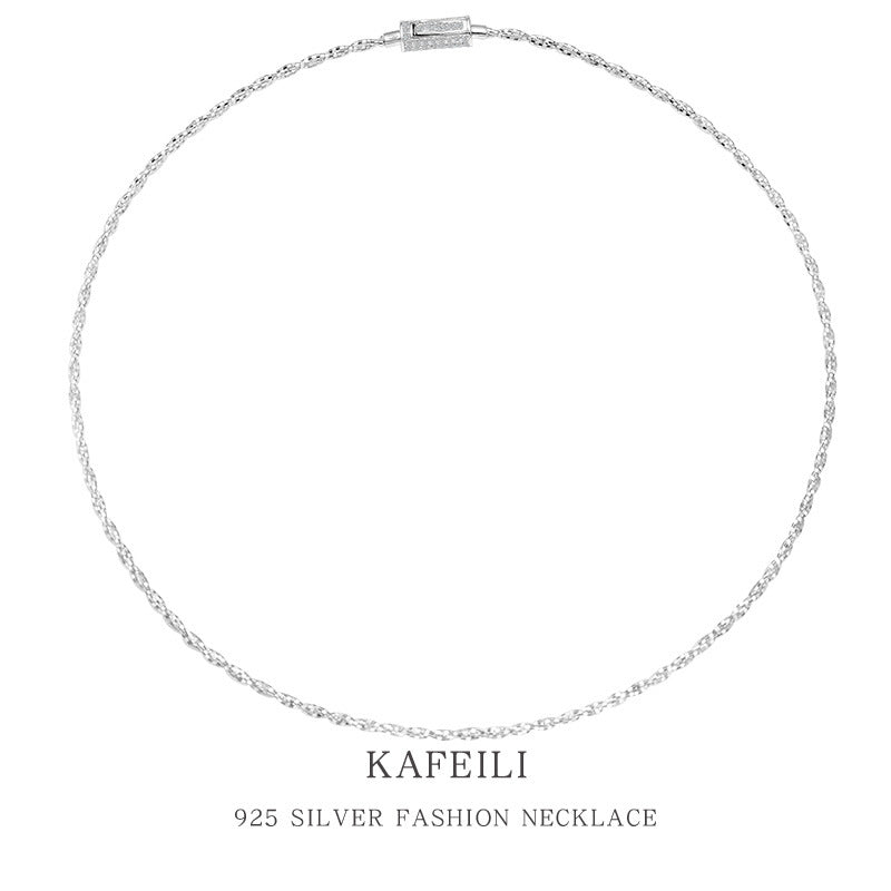 S925 Sterling Silver Necklace Women's Light Luxury Advanced Chain Design Micro Inlaid Zircon Hemp Flowers Chain