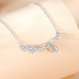 Sterling Silver 925 Bow Necklace Female Korean Exquisite Zircon