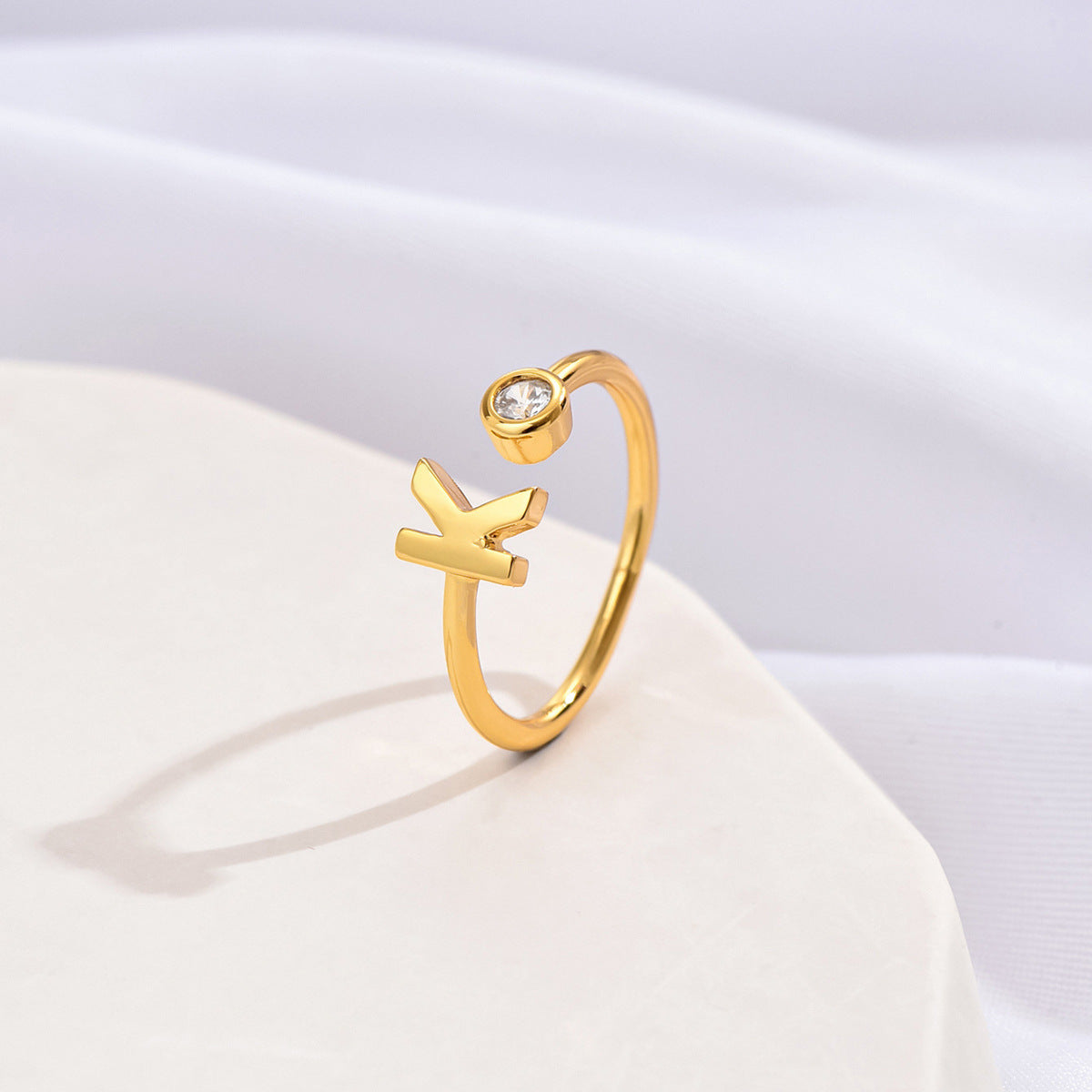 Simple Fashion Letter Zircon Ring