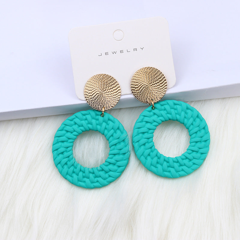 Bohemian Geometric Round Spray Paint Stud Earrings