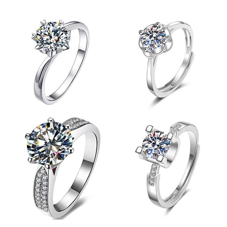 Moissanite Classic Six-claw 1 Karat Open Ring