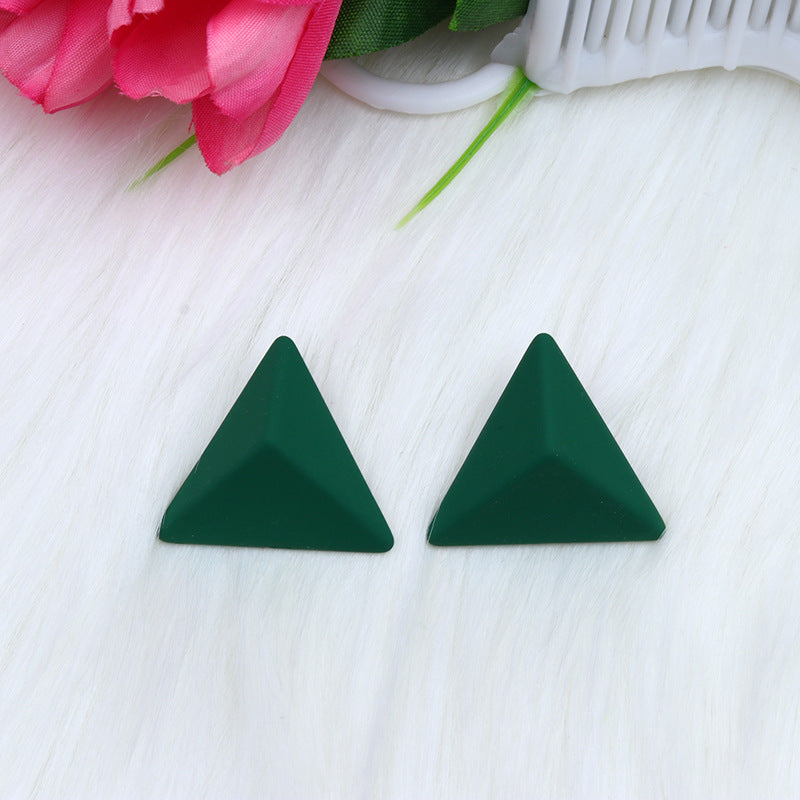 12 Color Triangle Three-dimensional Spray Paint Ear Studs