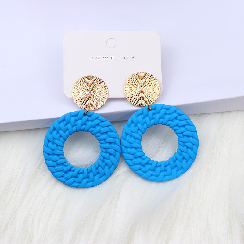 Bohemian Geometric Round Spray Paint Stud Earrings