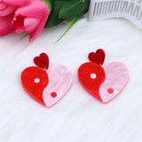 Acrylic Stitching Fashion Peach Heart Rainbow Earrings