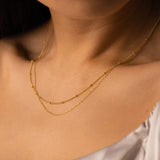 Fashion Twin Women's Small Ball Bead Chain Clavicle Chain