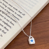 Simple Texture Blue Zircon Necklace For Women