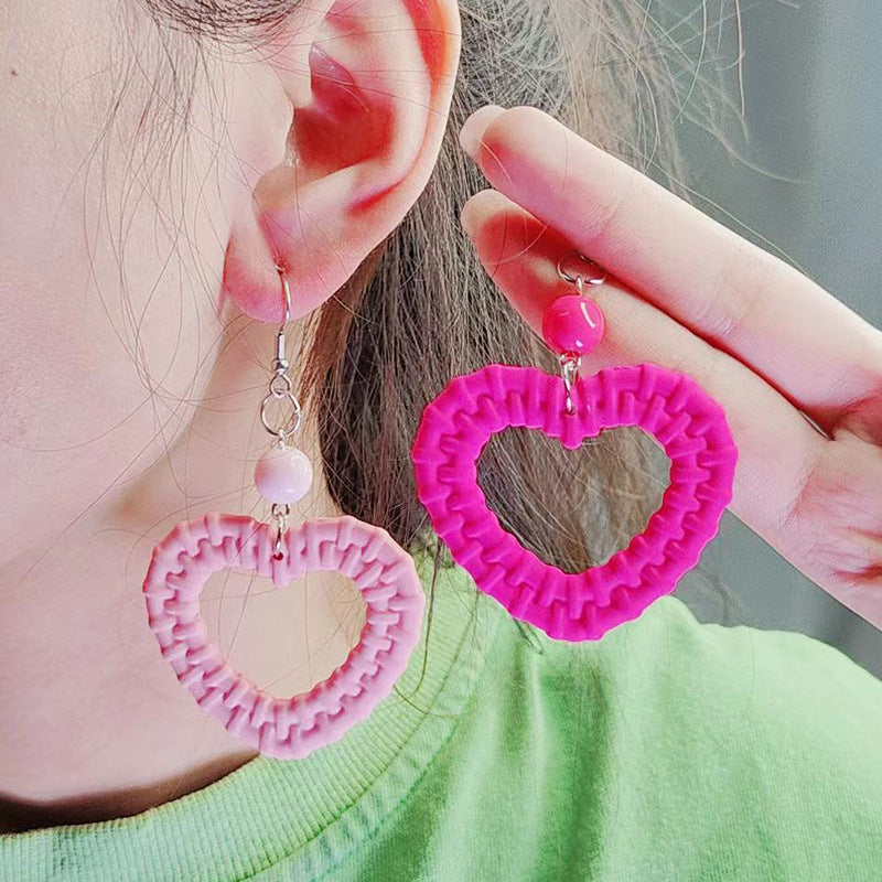 Candy-colored Earrings Hollow-out Woven Love Acrylic Earrings