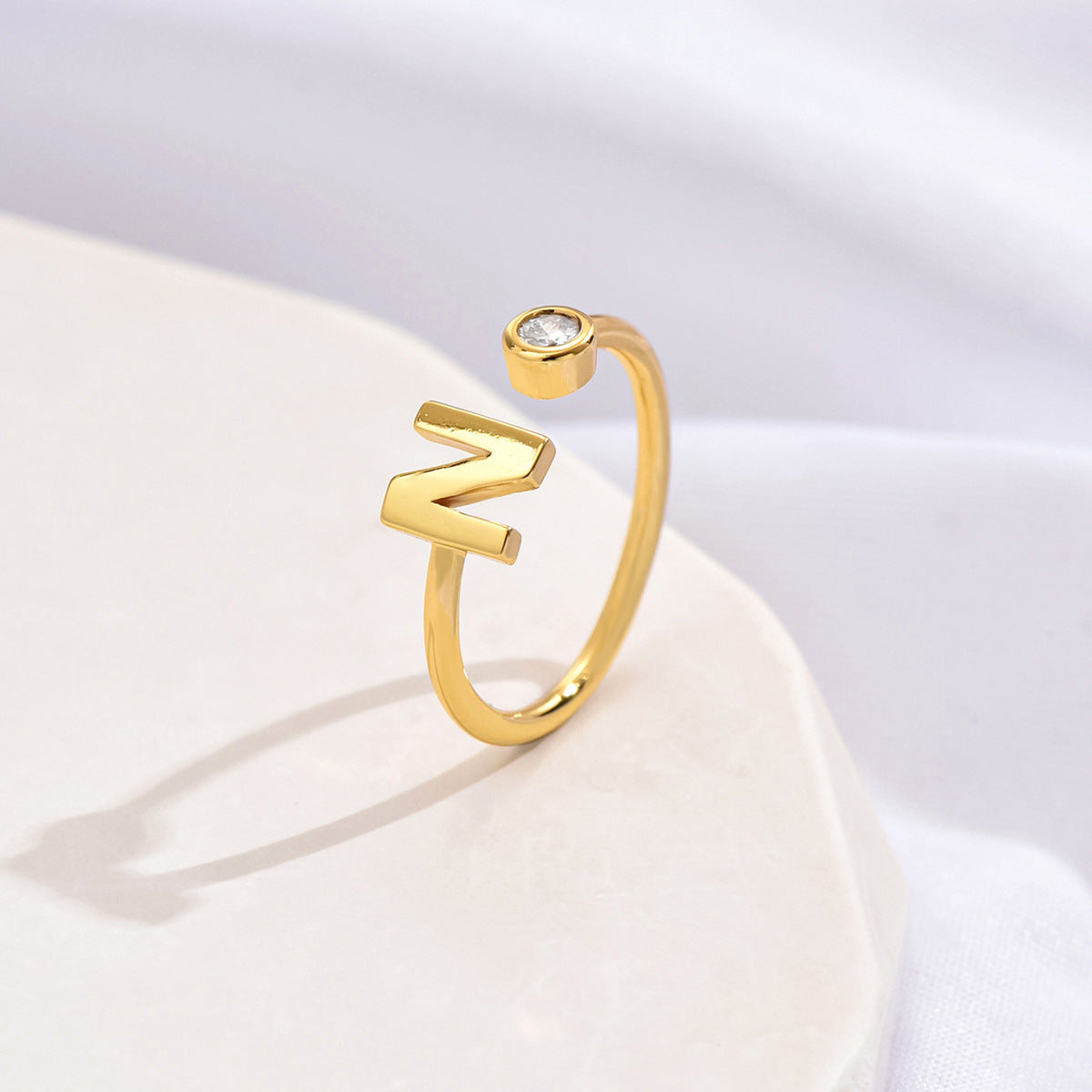 Simple Fashion Letter Zircon Ring