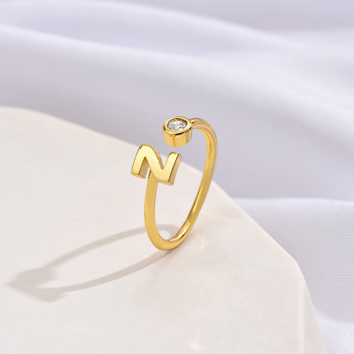 Simple Fashion Letter Zircon Ring