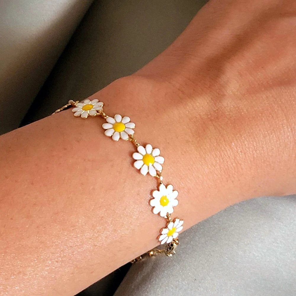 Colorful Oil Necklace Little Flower Bracelet Female Fashion