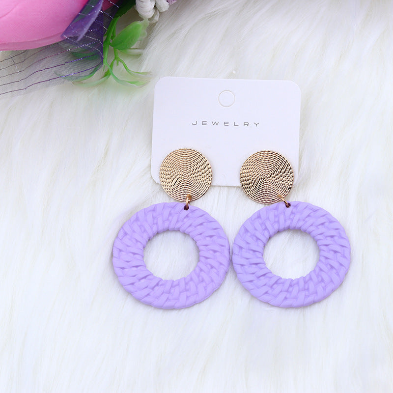 Bohemian Geometric Round Spray Paint Stud Earrings