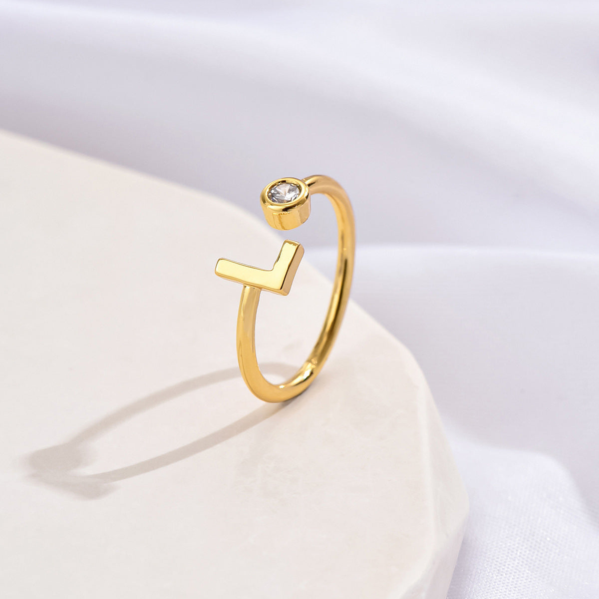 Simple Fashion Letter Zircon Ring