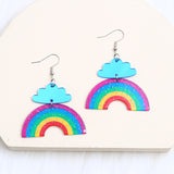 Face Cloud Rainbow Acrylic Earrings Simple Fashion