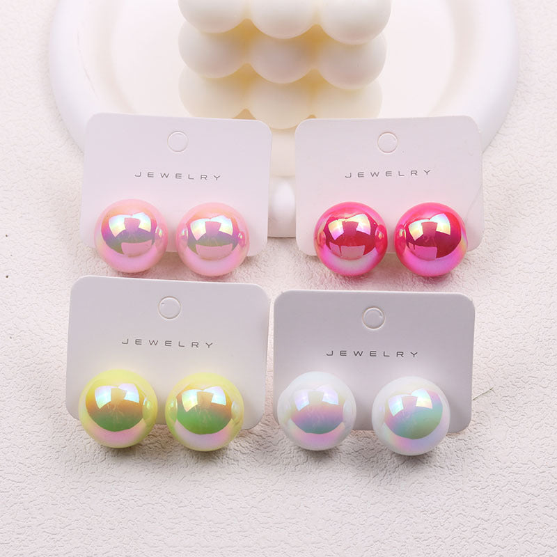 Summer Fashion Magic Color Bean-shaped Stud Earrings