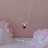 French Retro Rose Wine Red Exquisite Refined Grace Zircon Necklace For Women