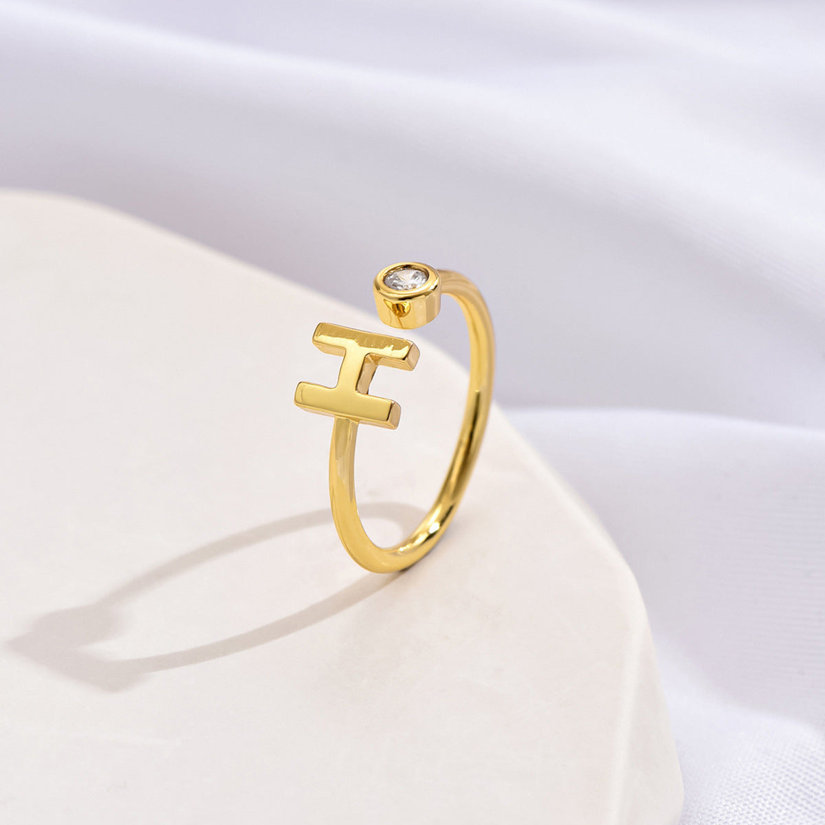 Simple Fashion Letter Zircon Ring