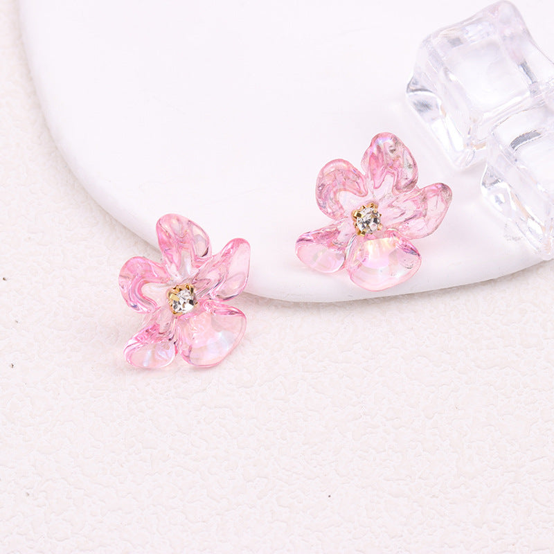 Irregular Colorful Transparent Small Flower Acrylic Earrings