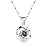 S999 Pure Silver Rose Rotating Love Pendant Necklace Japanese And Korean Simple