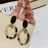 Leopard Print Earrings Female Geometric Ellipse Circle