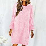 Autumn Winter Loose Long Sleeved Plush Dress