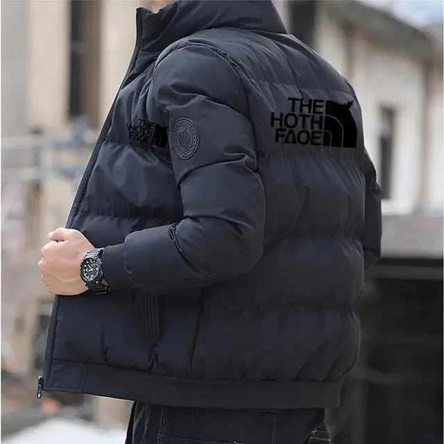 Men's Padded Cotton Jacket, Tiger Head Logo, Short, Thick, Casual, Men's Parkas, Winter Trend, S-5XL