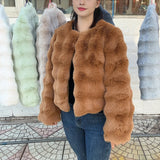 HOOOFUR Faux Fur Coat Women New Style Short Imitation Fur Plush Collarless Top Short Top 2024 Autumn and Winter Warm and Trend