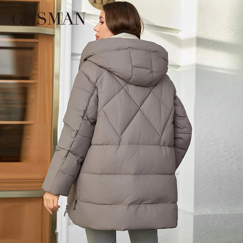 Winter Parkas Women's Medium Length Slim Casual Hooded Warm Down Jackets Female Coats Women 83918