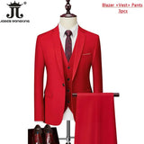 ( Jacket+Vest+Pants ) Formal Business Office Men's Suits Groom Wedding Dress Party Dress Solid colour Suit