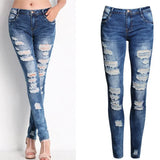 HOLE Denim Women High Waist Ripped Jeans for Women Skinny Black Pockets Jeans Woman Elastic Slim Jean Female Femme Pants