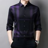 New Men's Casual and Fashionable Long Sleeved Shirt with Printed Anti Wrinkle Business Shirt