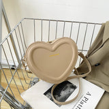 Hot Sale Heart Shape Crossbody Bags For Women Solid Pu Leather Shoulder Bags Fashion Handbags