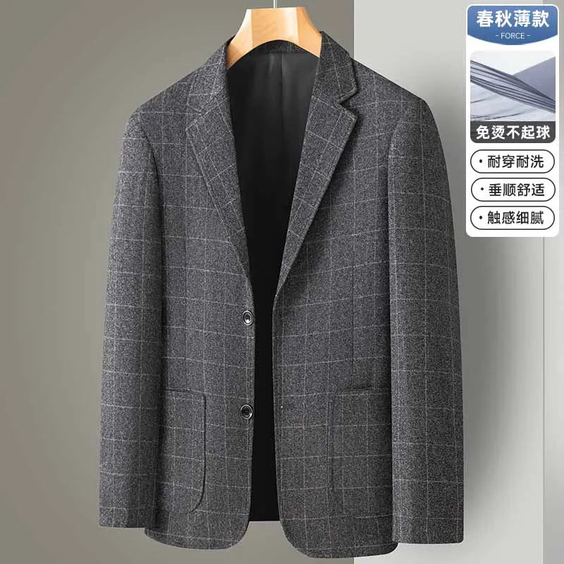 New Men's Blazer Fashion Middle-aged Business Casual Professional Wear Casual Loose British Style Sub-trend Four Seasons Suit