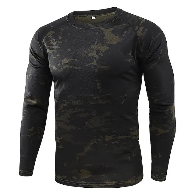 Fashionable Men's Camouflage Printed Men's T-shirt Casual Trend Military Fan Top Autumn New Long Sleeved Round Neck Top