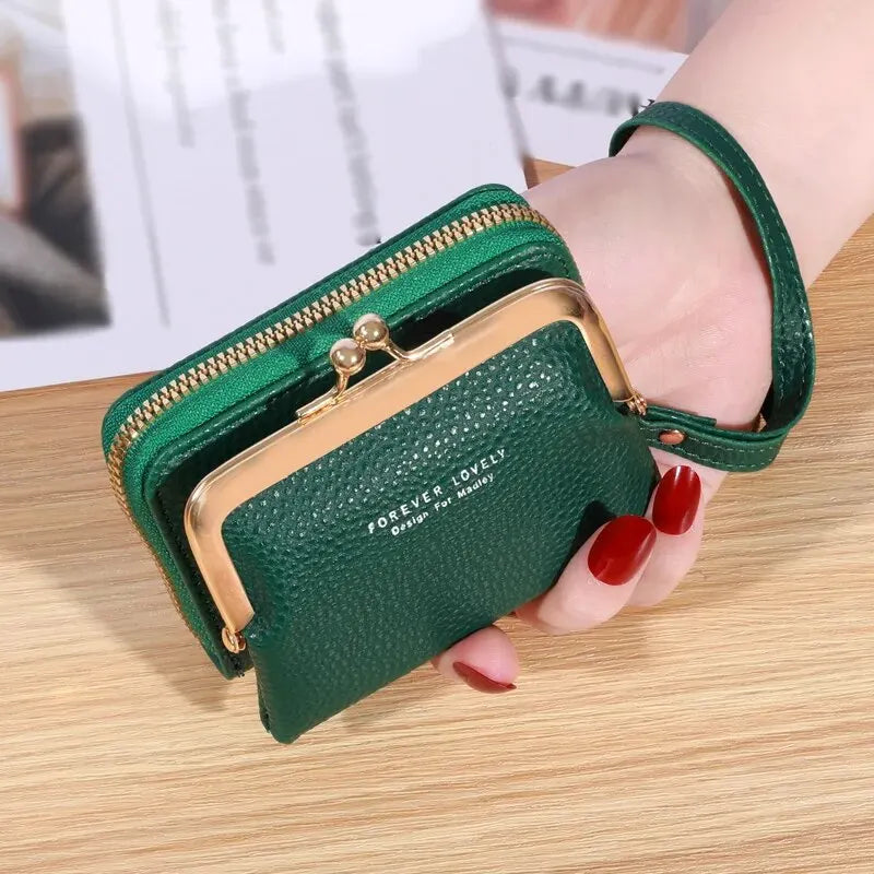 Wallet Women's Fashion Wrist Strap Short Zero Wallet Large Capacity Coin Clip Bag Multiple Card Positions Card Bag Money Clip