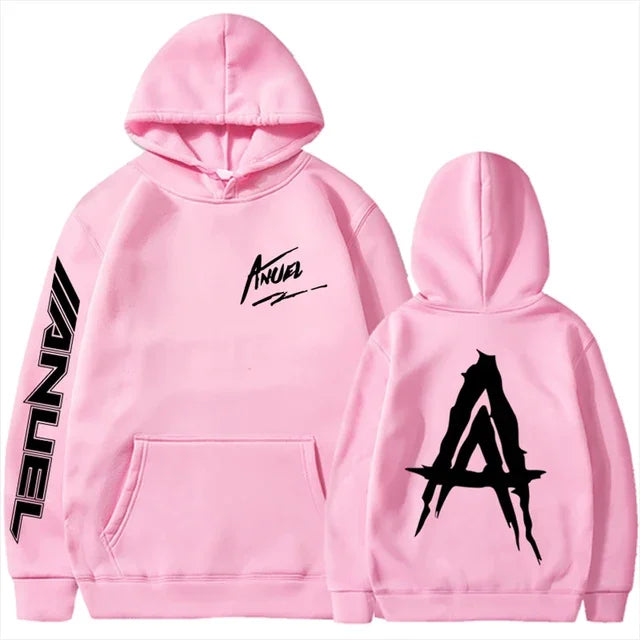 Autumn Fleece Men's Hoodies Anuel AA Real Hasta La Muerte Print Sweatshirts Streetwear Rapper Loose Pullover Casual Hooded Tops