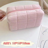 Solid Fur Cosmetic Storage Bag Large Women Zipper Makeup Organizer Handbag Stationery Pencil Case Travel Make Up Toiletry Punch