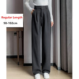 Seoulish Autumn Winter Thicken Woolen Casual Loose Full Length Pants New Button High Waist Chic Wide Leg Trousers Female