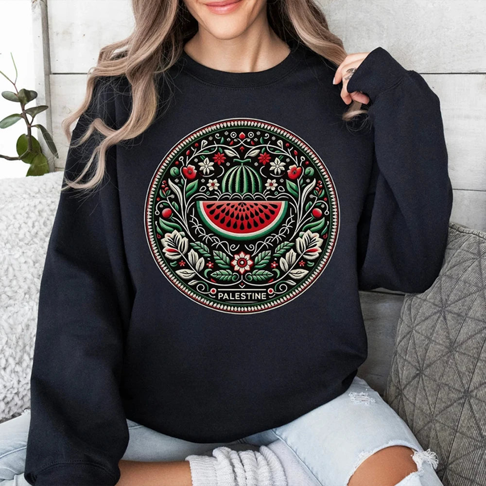 Watermelon Graphic Sweatshirt Aesthetic Fruit Shirt Human Rights Sweater Protest Tee Unisex Long Sleeves Sweatshirts